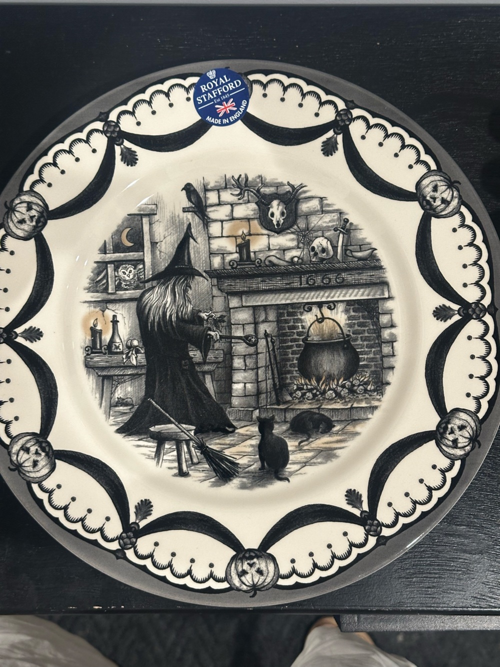 Stafford Royal Stafford Crown Backstamp Plate in Black on Cream